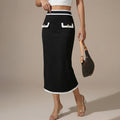 High-waisted Figure-flattering Color-block Pencil Skirt