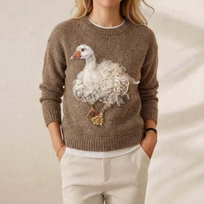 Womens Crew-Neck Sweatshirt With Digital Print