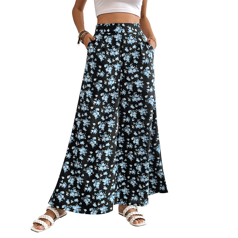 Womens Stylish Casual Printed Wide-leg Pants
