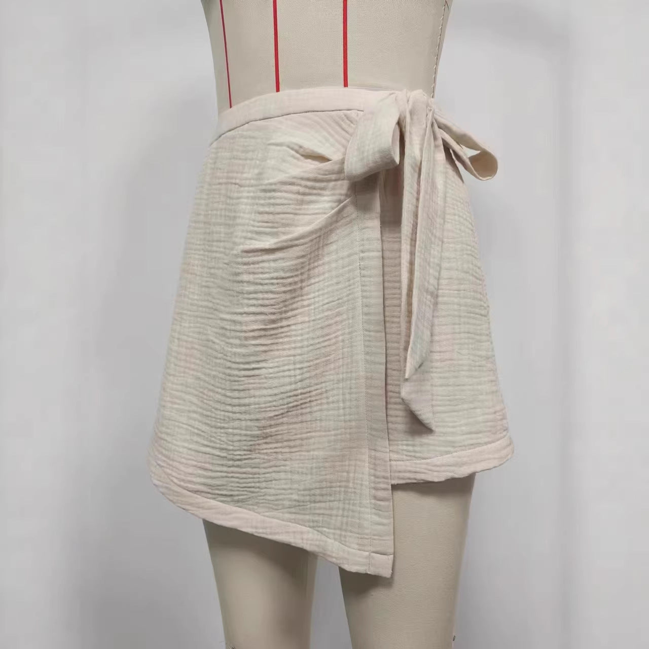 Casual Asymmetrical Skirt With A Side Bow Tie