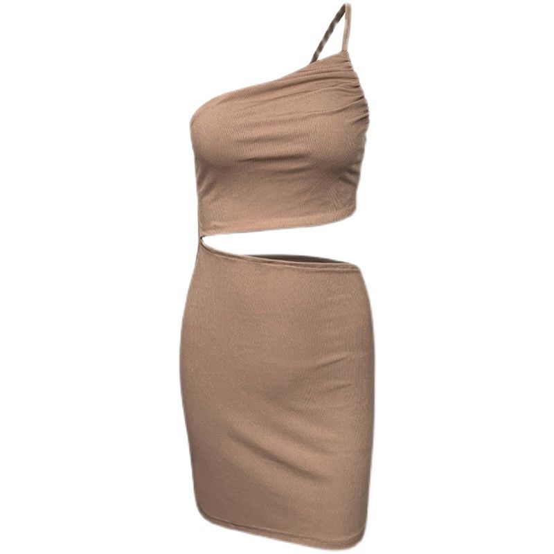 Hot Girl Design Sense Niche Shoulder Drawstring Dress