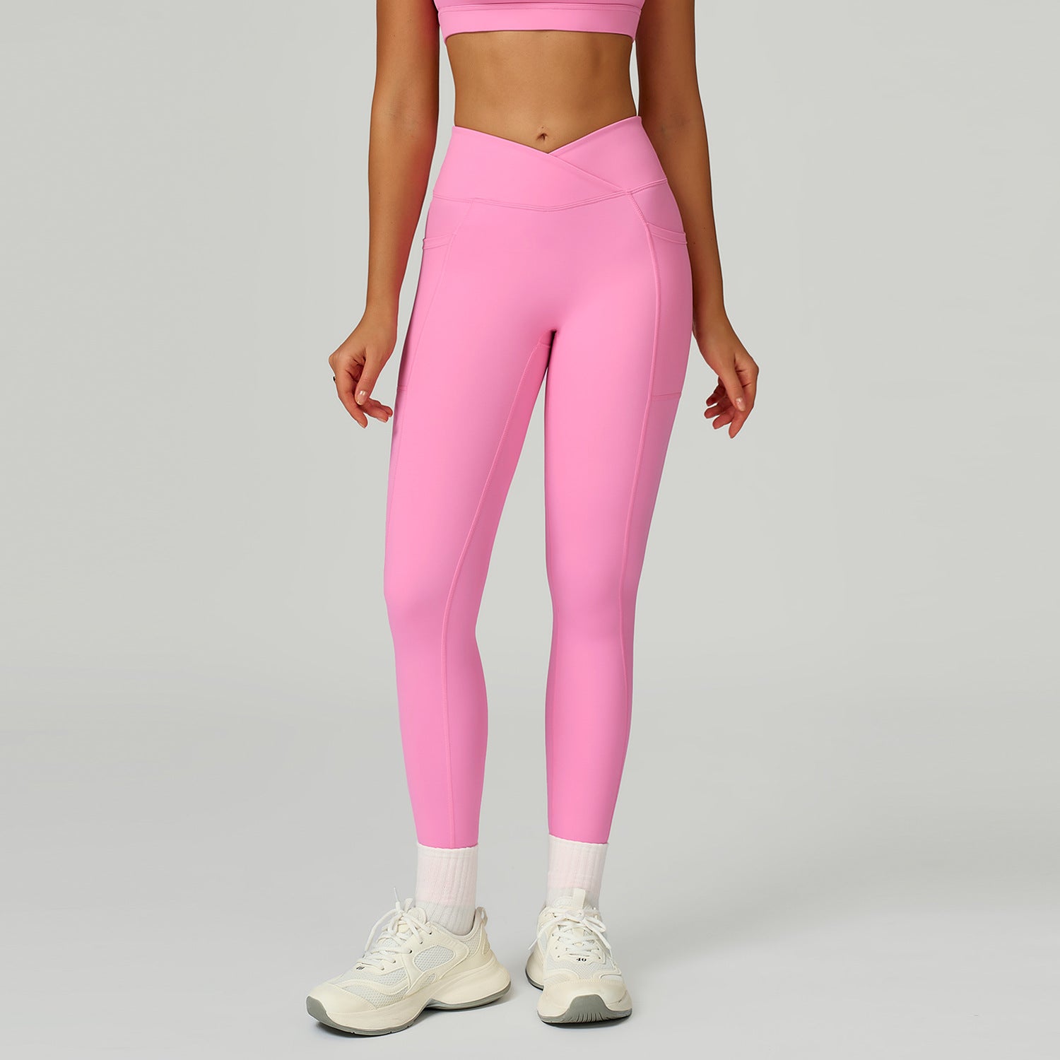 Naked-feel High-waisted Yoga Pants With Crossover Waistband