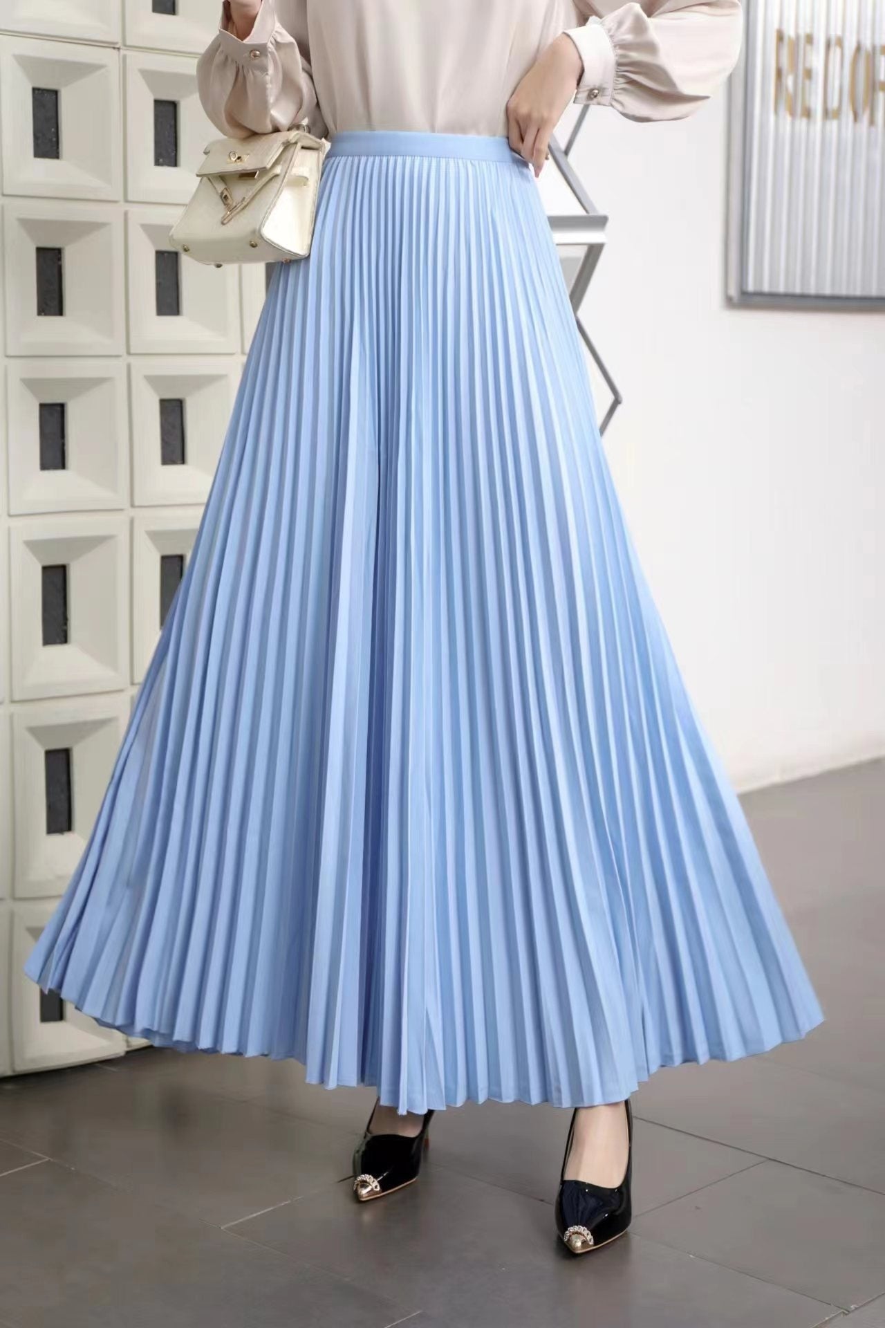 Womens Pleated Maxi Skirt Early Spring New Arrival