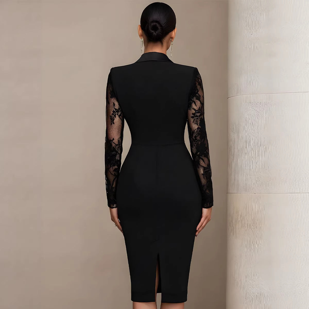 V-neck Lace Bodycon Sheath Dress For Women