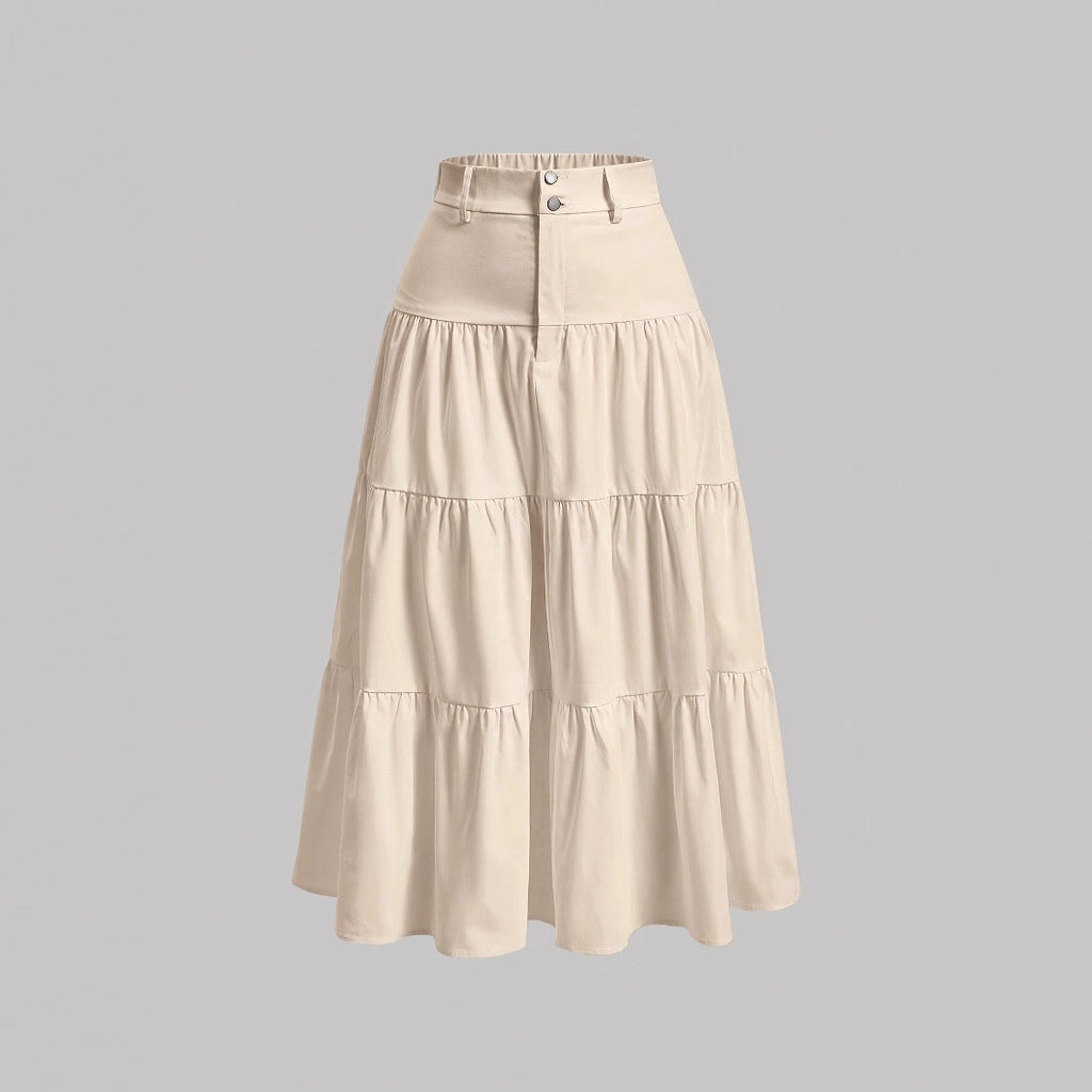 Stylish Womens Solid-color High-waisted Skirt