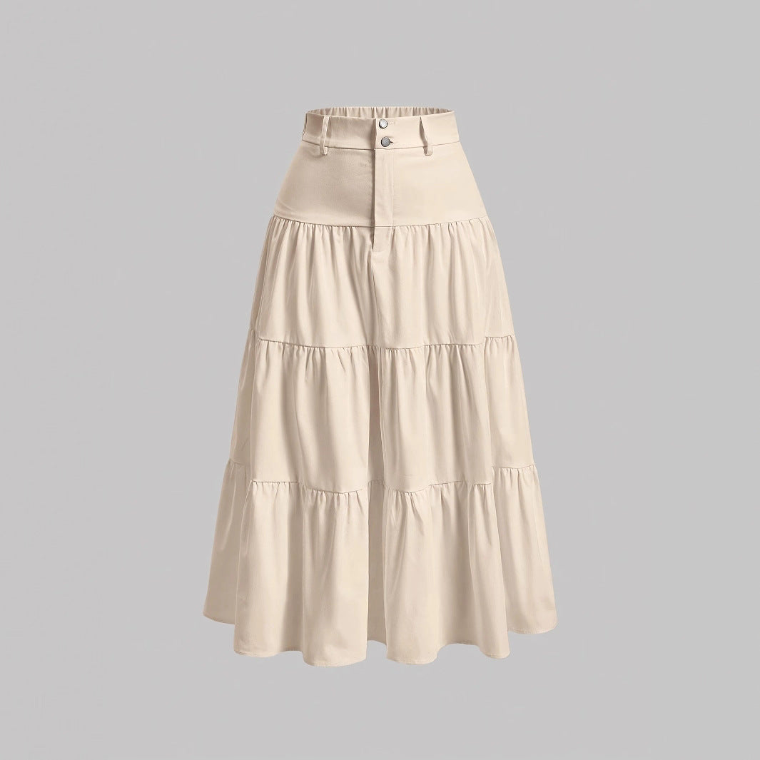 Stylish Womens Solid-color High-waisted Skirt