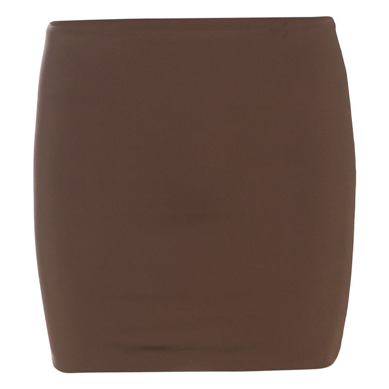 Womens Solid-Color Slim-Fit Tube Top And Fashionable Low-Waist Bodycon Skirt