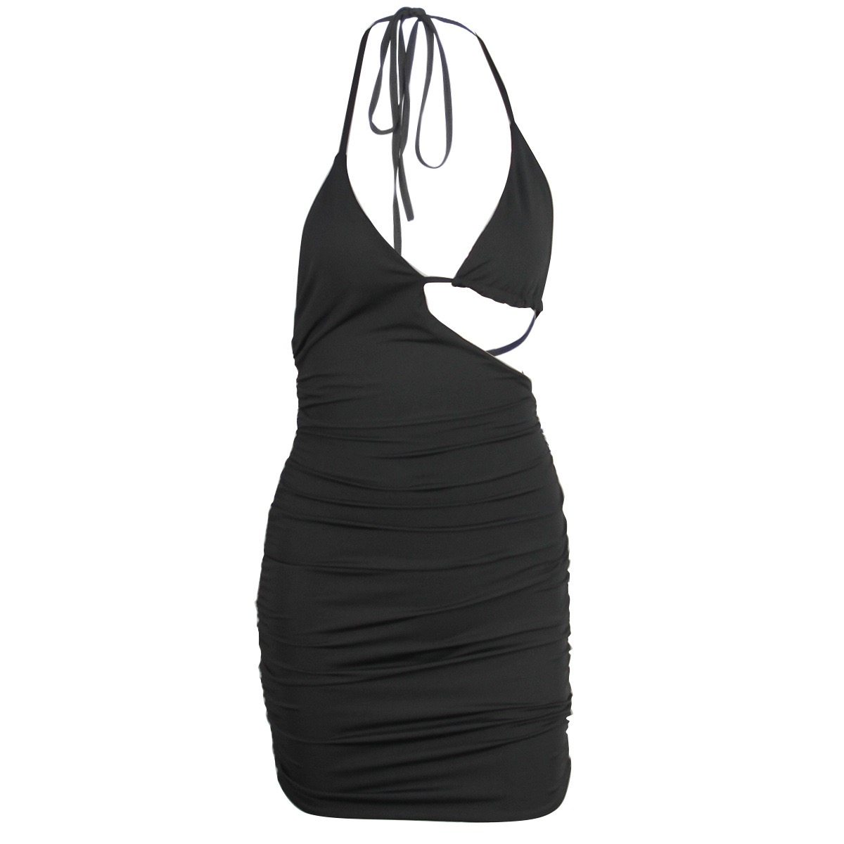 New Halter-neck Slip Dress With An Asymmetrical Design A Sleek Solid-color Bodycon Dress