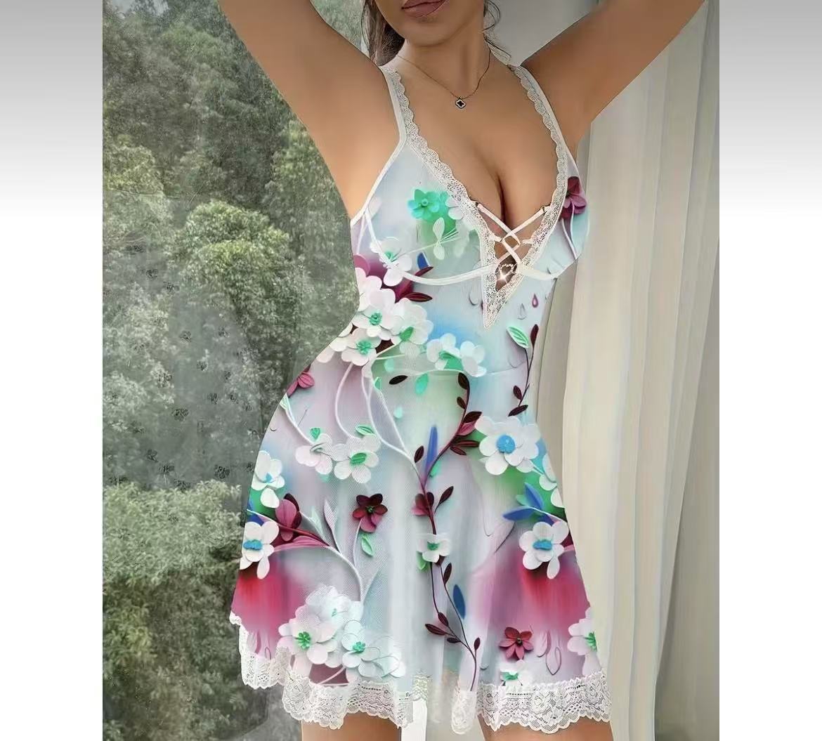 Lace-trimmed Cross-strap Dress For The Home