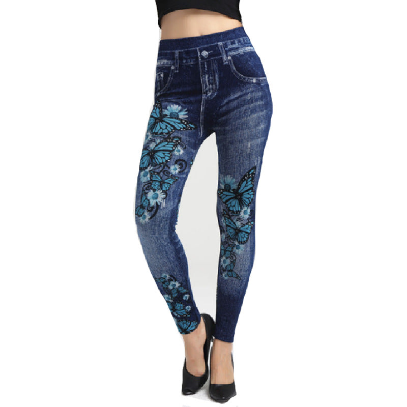 Butterfly Denim Leggings