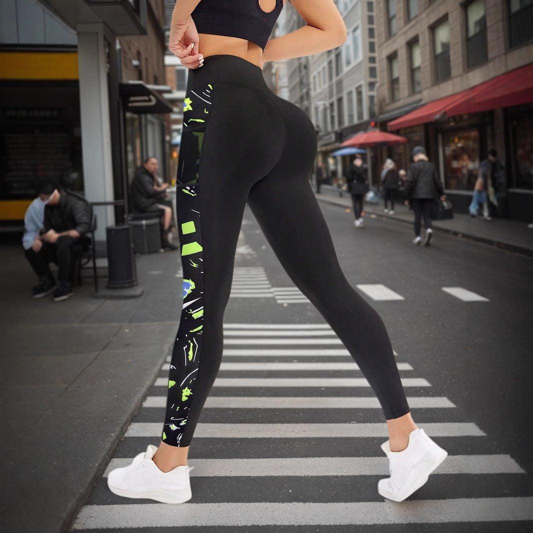 Pocket-style Flared Yoga High-waist Stretch Slimming Pants