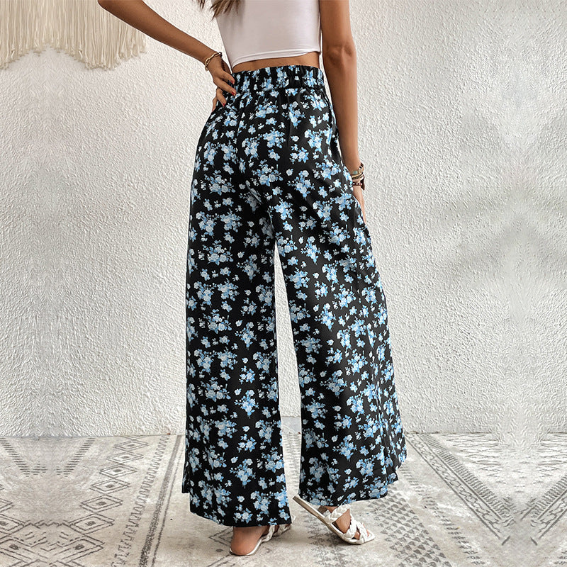 Womens Stylish Casual Printed Wide-leg Pants