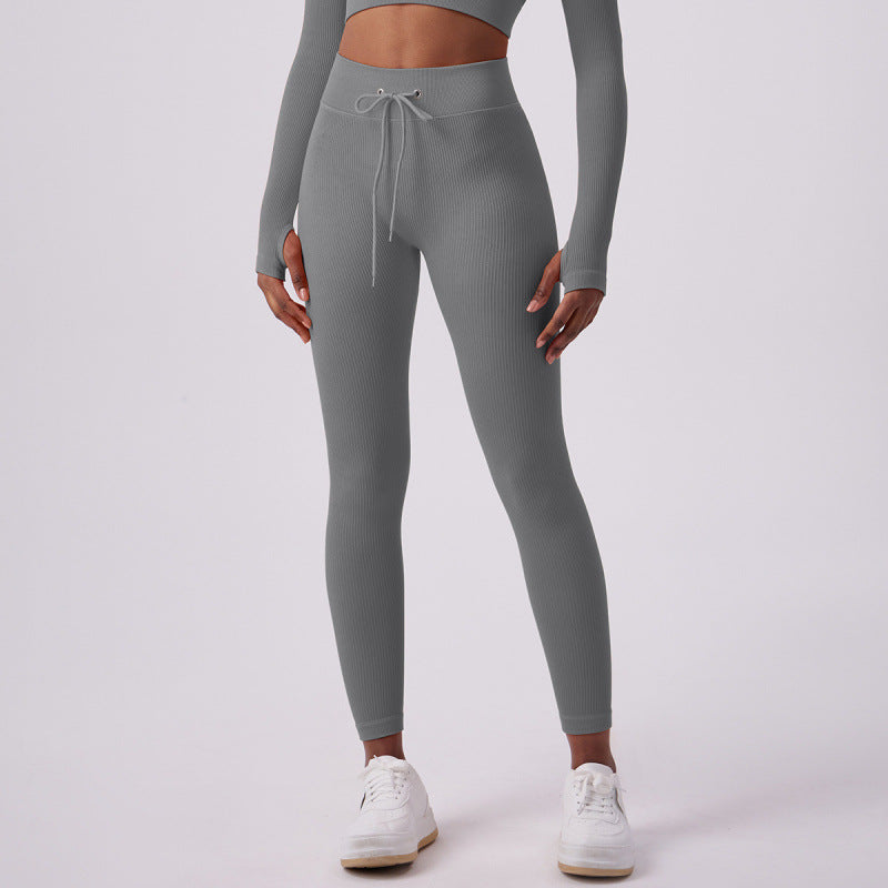 Women's Adjustable Drawstring Butt-lifting Yoga Pants For Outdoor Wear