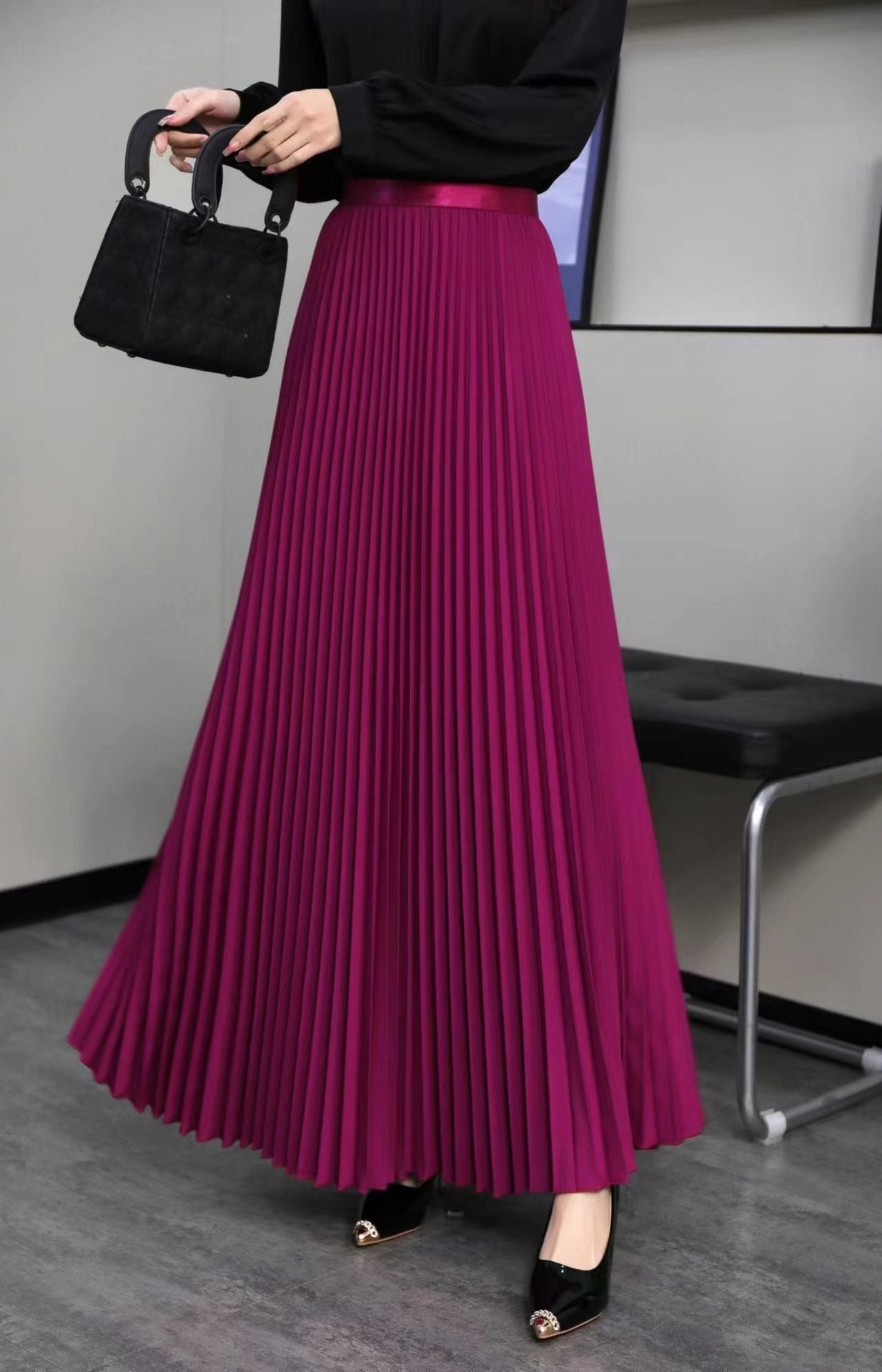 Womens Pleated Maxi Skirt Early Spring New Arrival