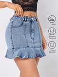 Womens High-waisted Ruffled Midi Skirt