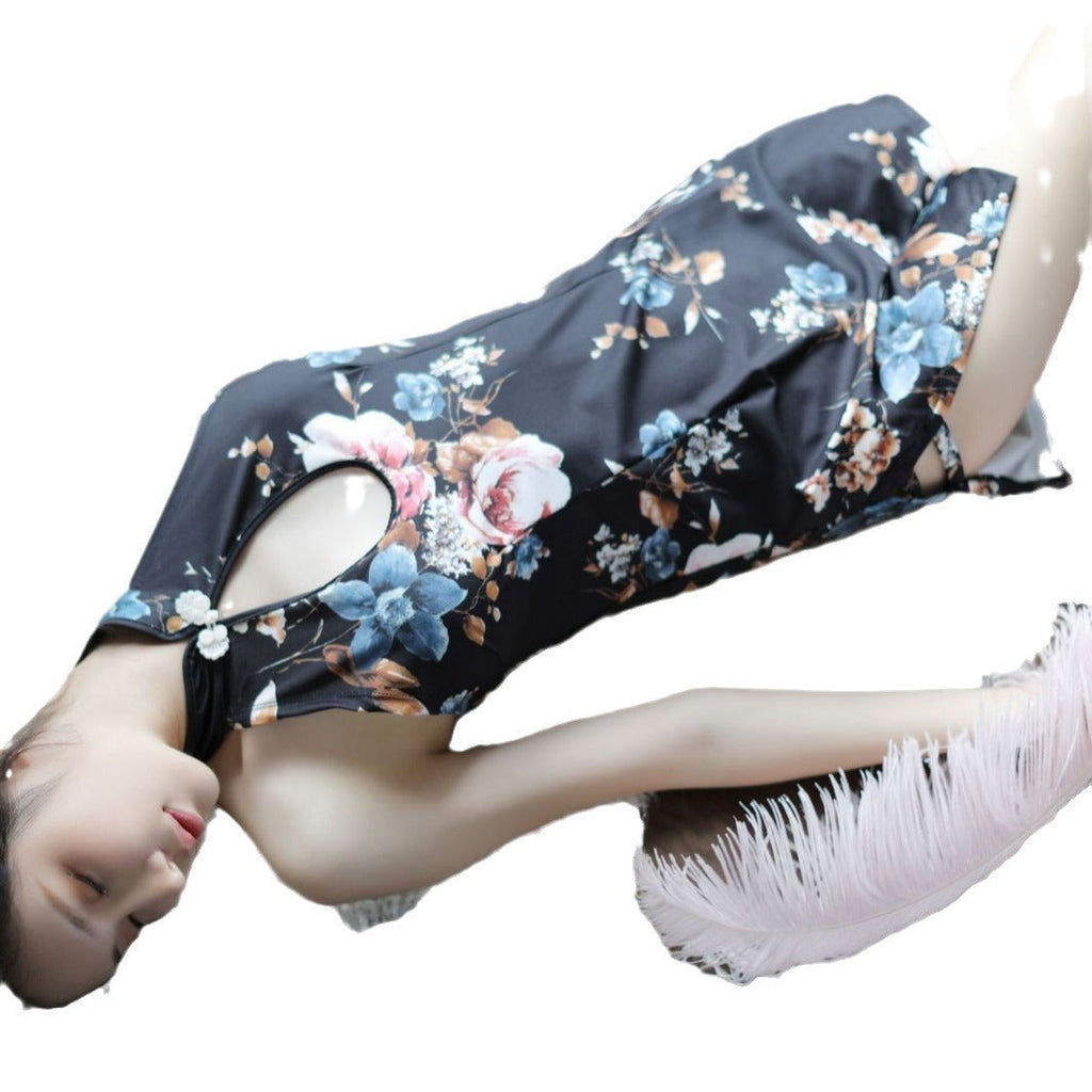 Feminine Printed Bodycon Sheath Cheongsam