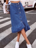 Womens High-waisted Slimming Versatile Denim Skirt