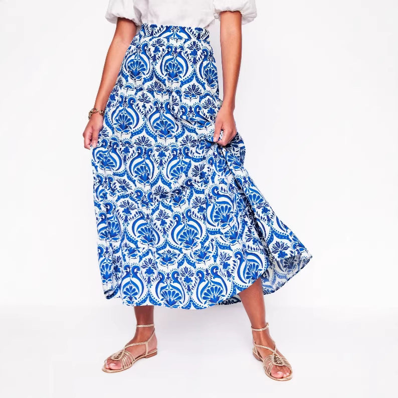 Retro Casual Bohemian Printed Womens Skirt