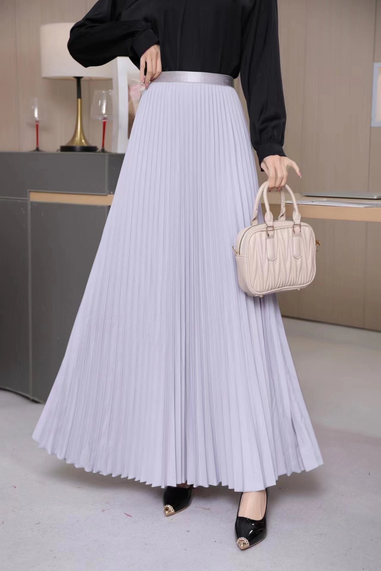 Womens Pleated Maxi Skirt Early Spring New Arrival