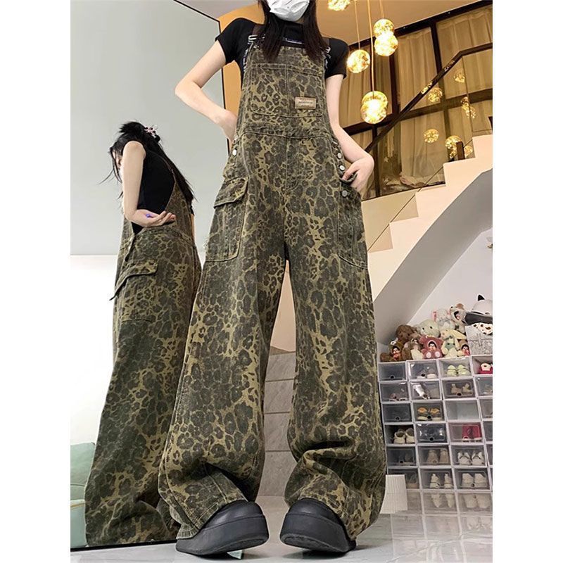 American-style Vintage Loose Overalls With Multiple Pockets