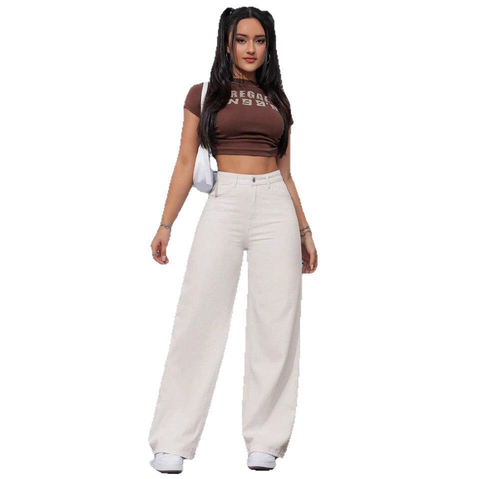 Solid-color High-waisted Chic Casual Pants