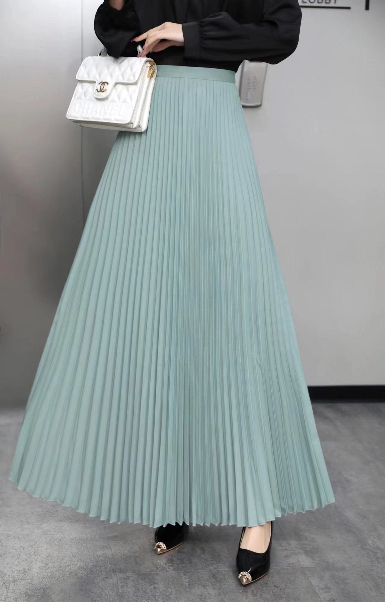 Womens Pleated Maxi Skirt Early Spring New Arrival
