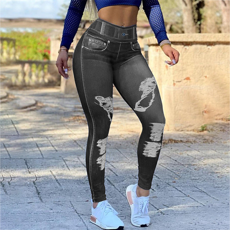 High Waist Denim Leggings