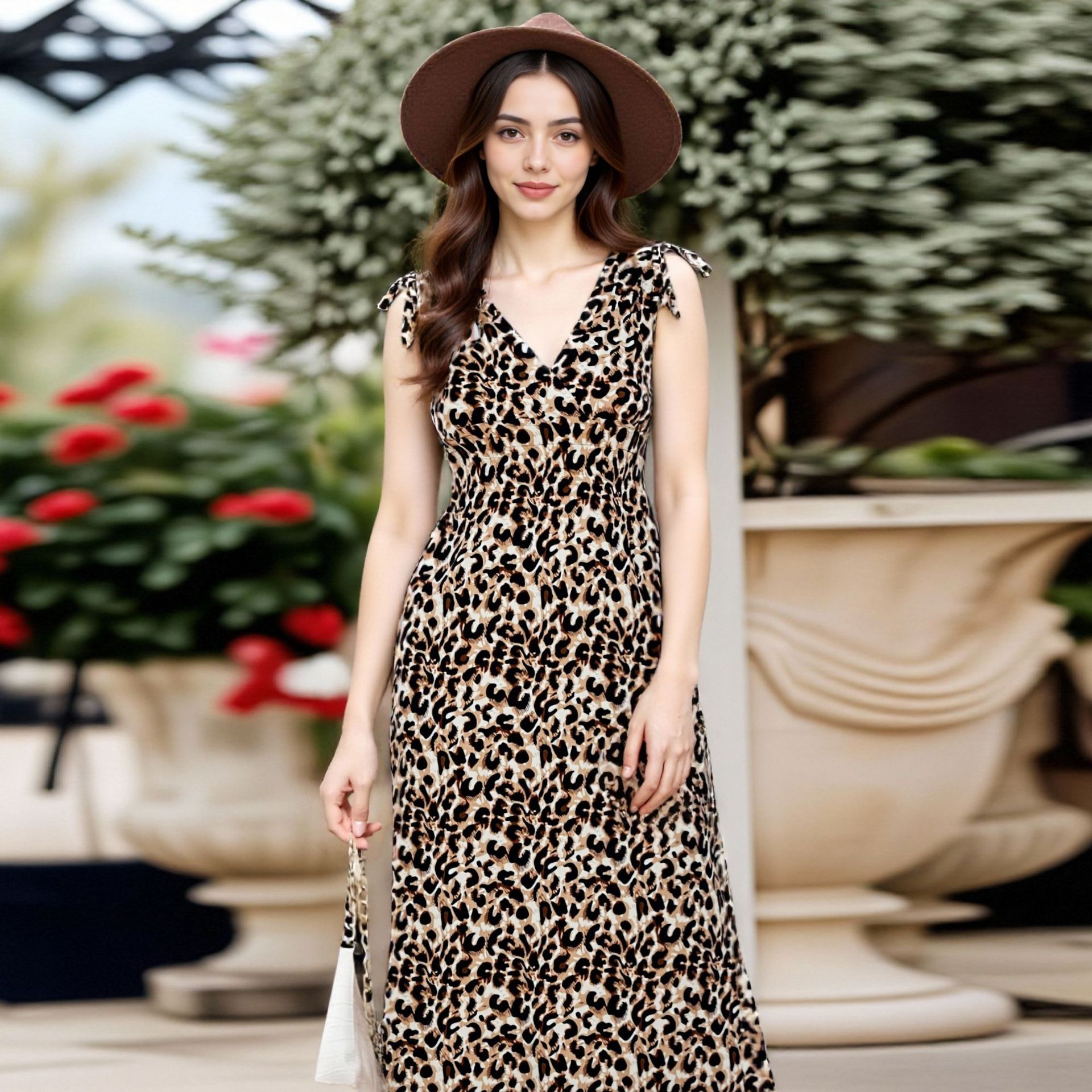 Waist-cinching Sleeveless Beach Vacation Dress