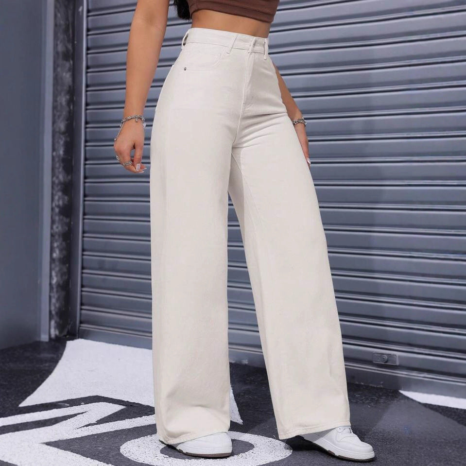 Solid-color High-waisted Chic Casual Pants