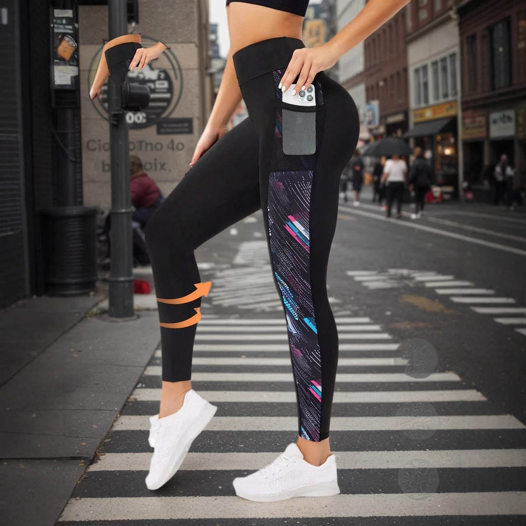 Pocket-style Flared Yoga High-waist Stretch Slimming Pants