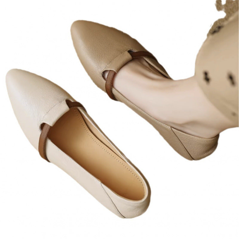 Womens French-style Suede Low-heeled Shoes