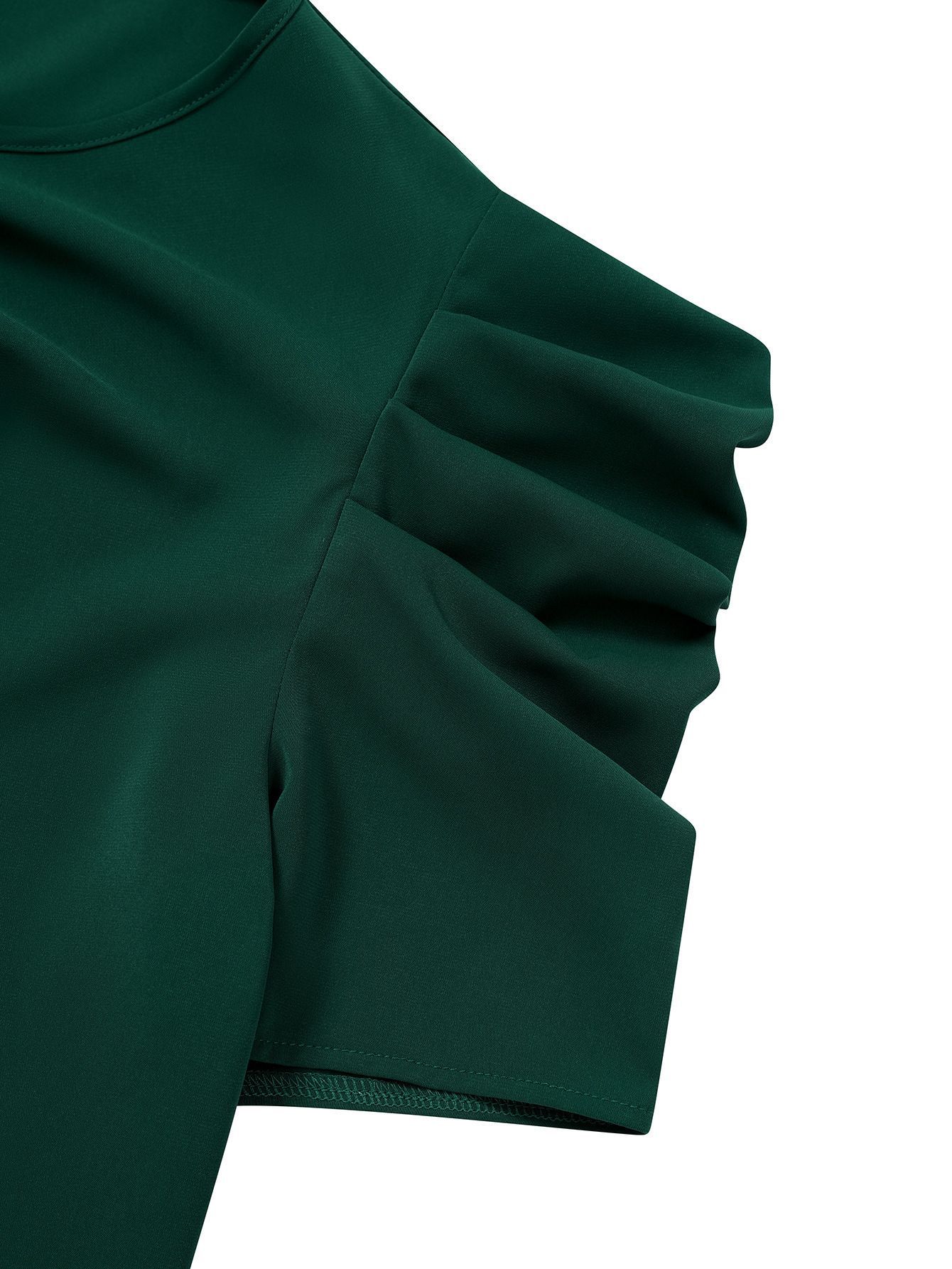 Solid Color Puff Sleeve V-neck Slim-fitting New Women's Shirt