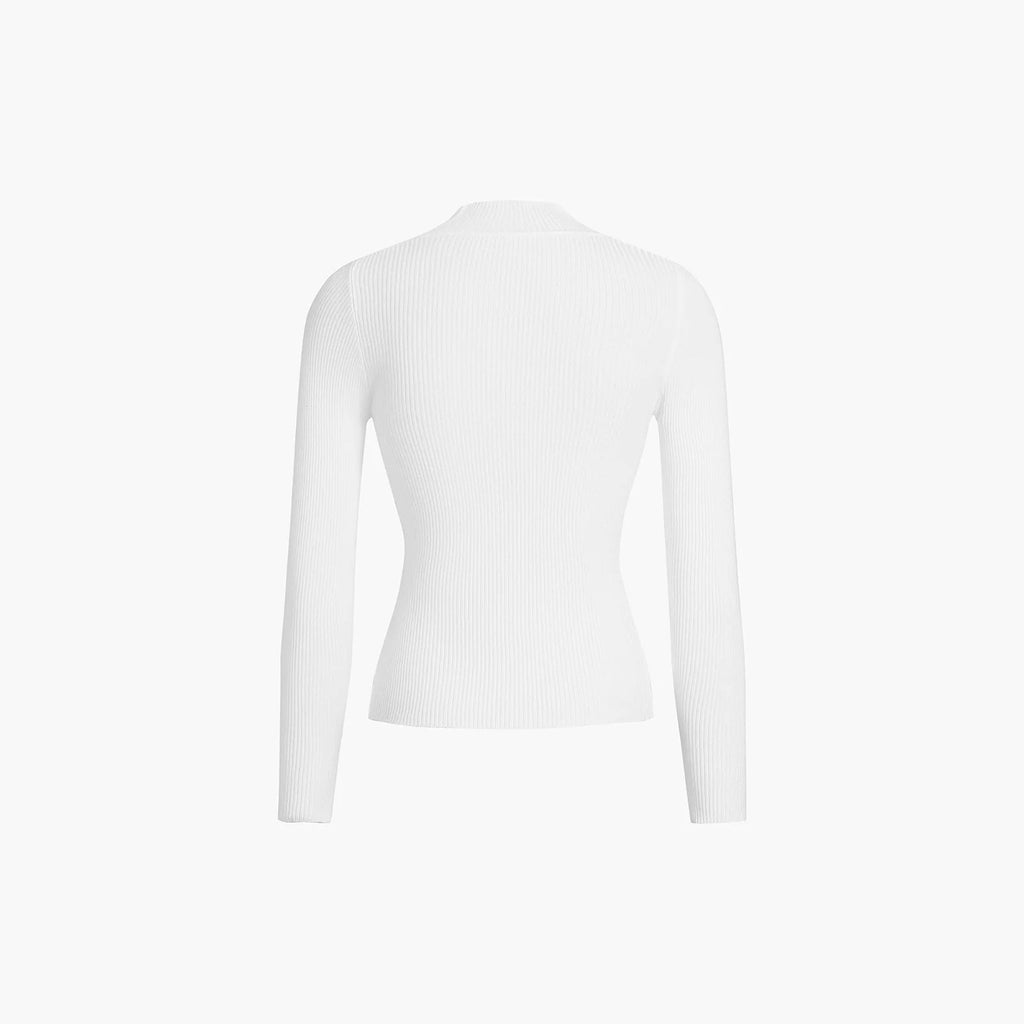 Womens Fashionable Tight-Fit Crew-Neck Knitted Top