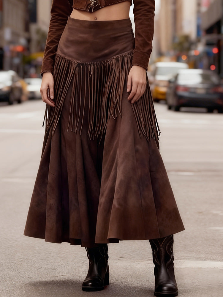 Elegant High-neck Figure-hugging Long-sleeve Knit Skirt