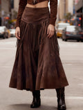 Elegant High-neck Figure-hugging Long-sleeve Knit Skirt
