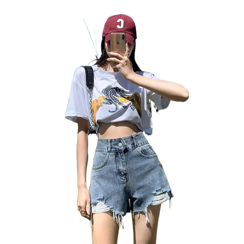 Womens Summer Ripped Denim Shorts