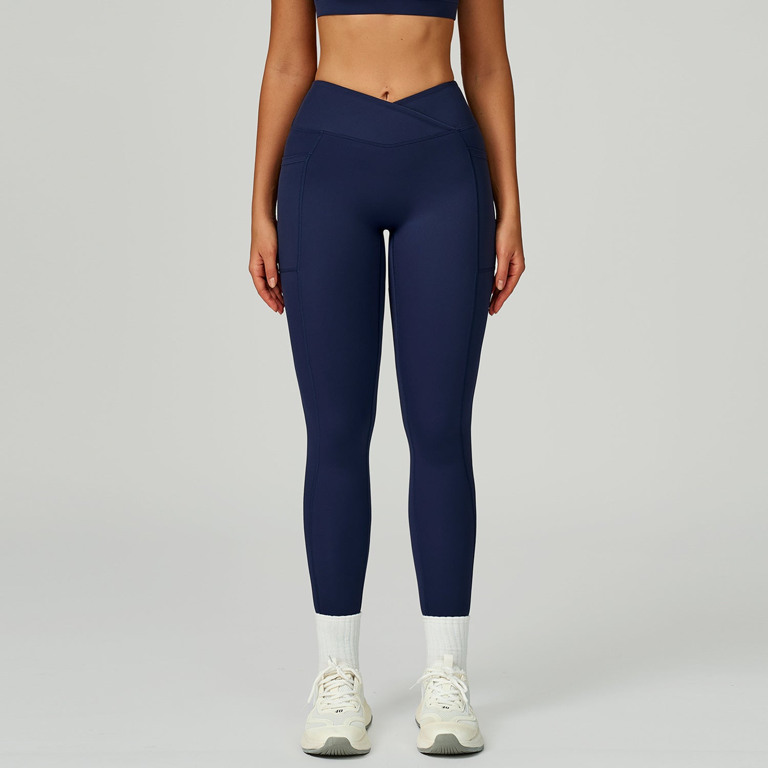 Naked-feel High-waisted Yoga Pants With Crossover Waistband
