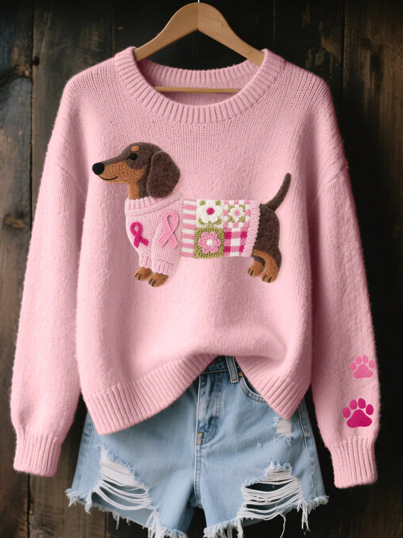 Womens 3D Digital Print Crew-Neck Sweater