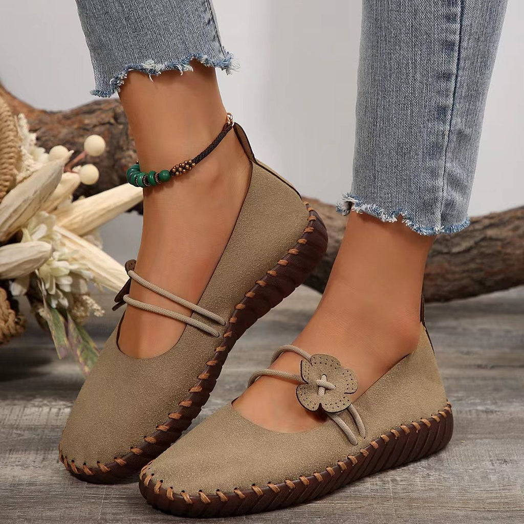 Retro Lightweight Womens Breathable Round-toe Shoes With Soft Soles