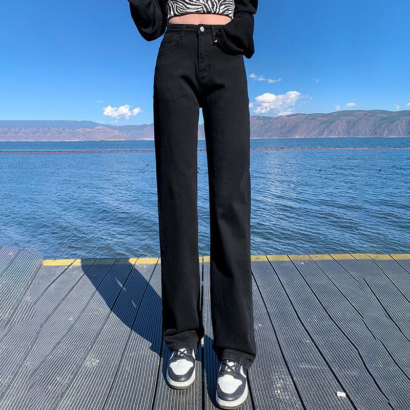 High Waisted Straight Leg Floor Length Pants
