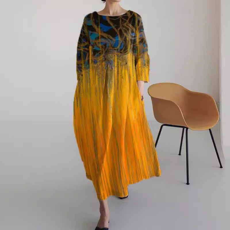 Loose-fitting Geometric Retro Maxi Skirt