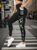 Pocket-style Flared Yoga High-waist Stretch Slimming Pants