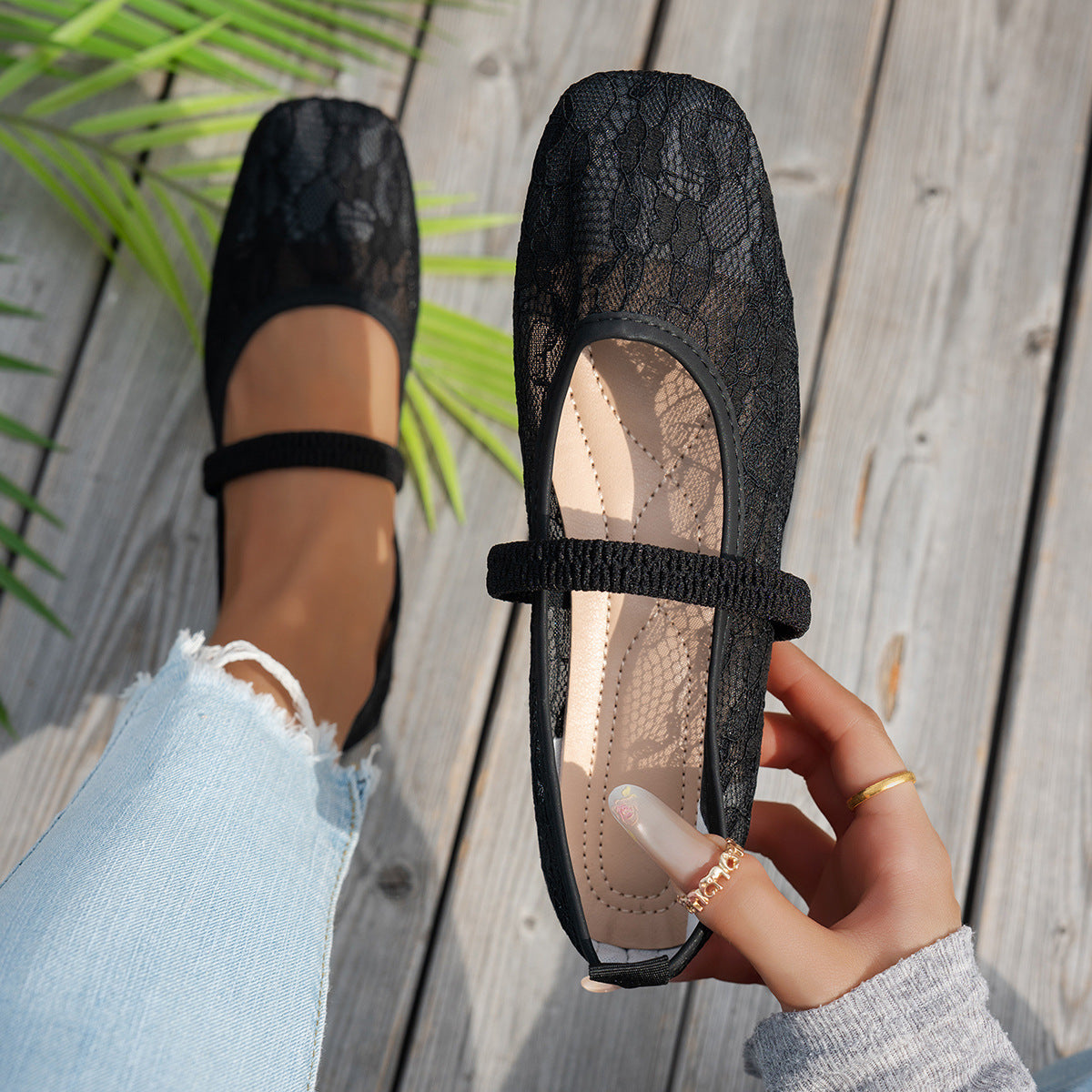 Womens Casual European And American-style Square-toe Flats