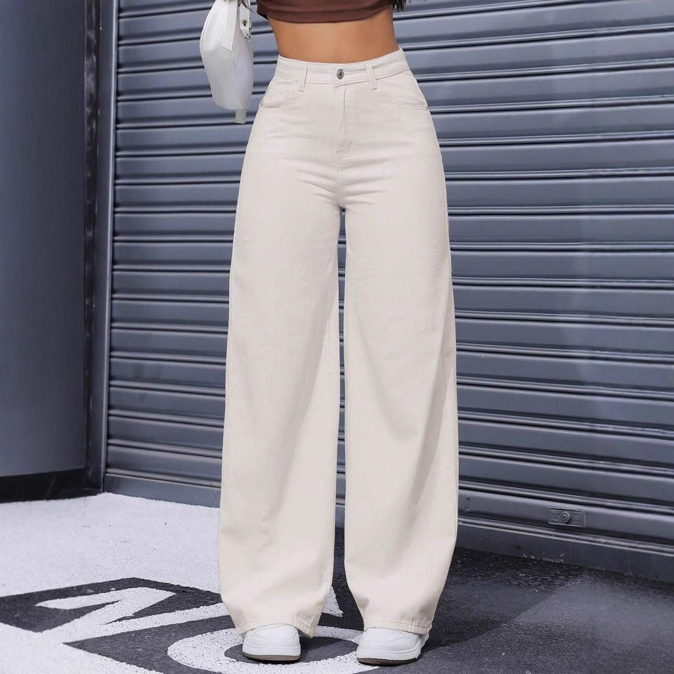 Solid-color High-waisted Chic Casual Pants