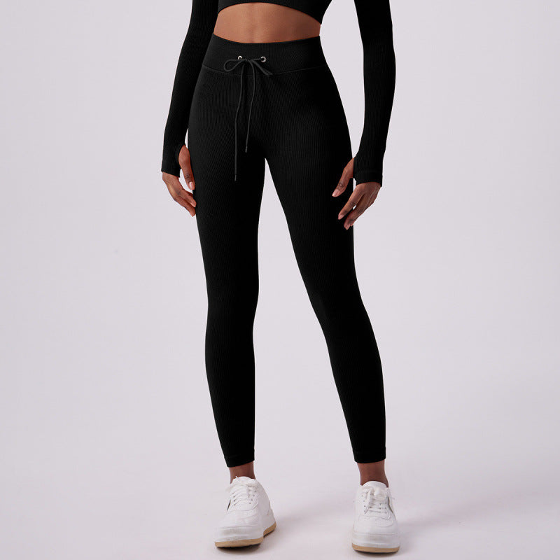 Women's Adjustable Drawstring Butt-lifting Yoga Pants For Outdoor Wear