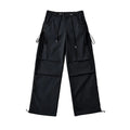 Lace-up Loose-fit Slimming Straight-leg Wide-leg Casual Pants