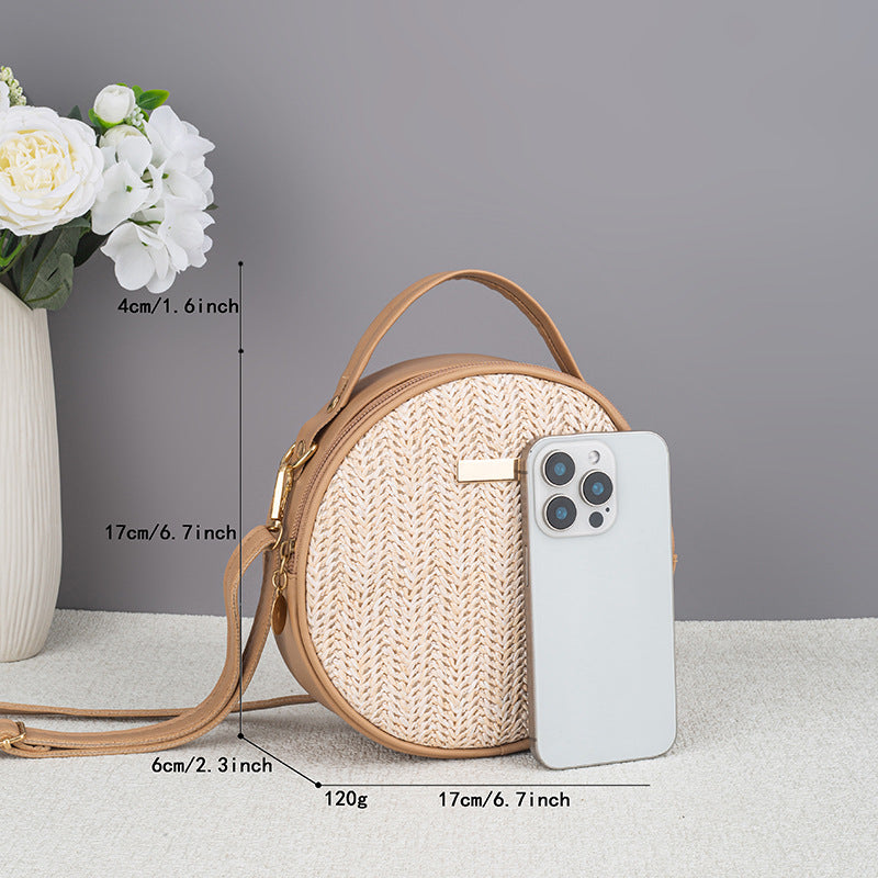 Cute And Minimalist Straw Bag Womens Woven Round Bag