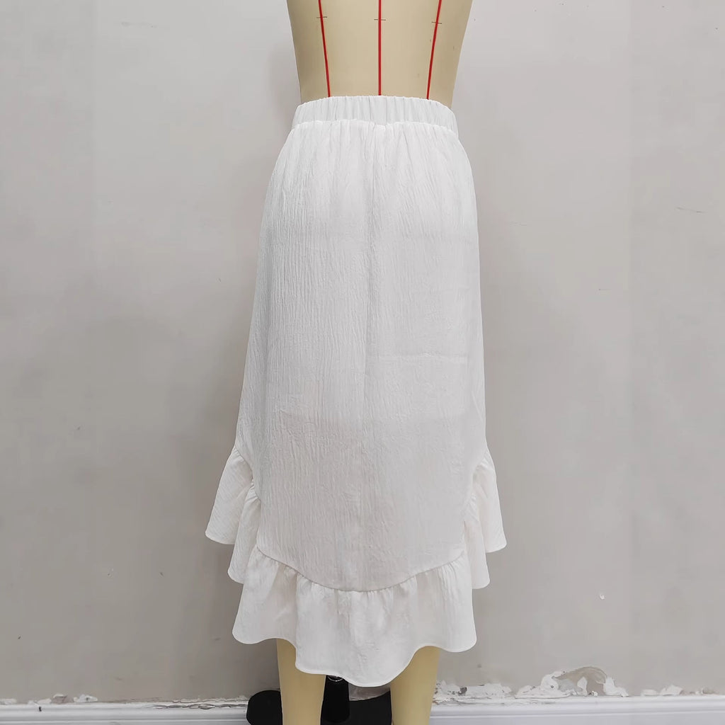 Retro Color-Block Webbing Patchwork Skirt Womens New Niche Design High-Street A-Line