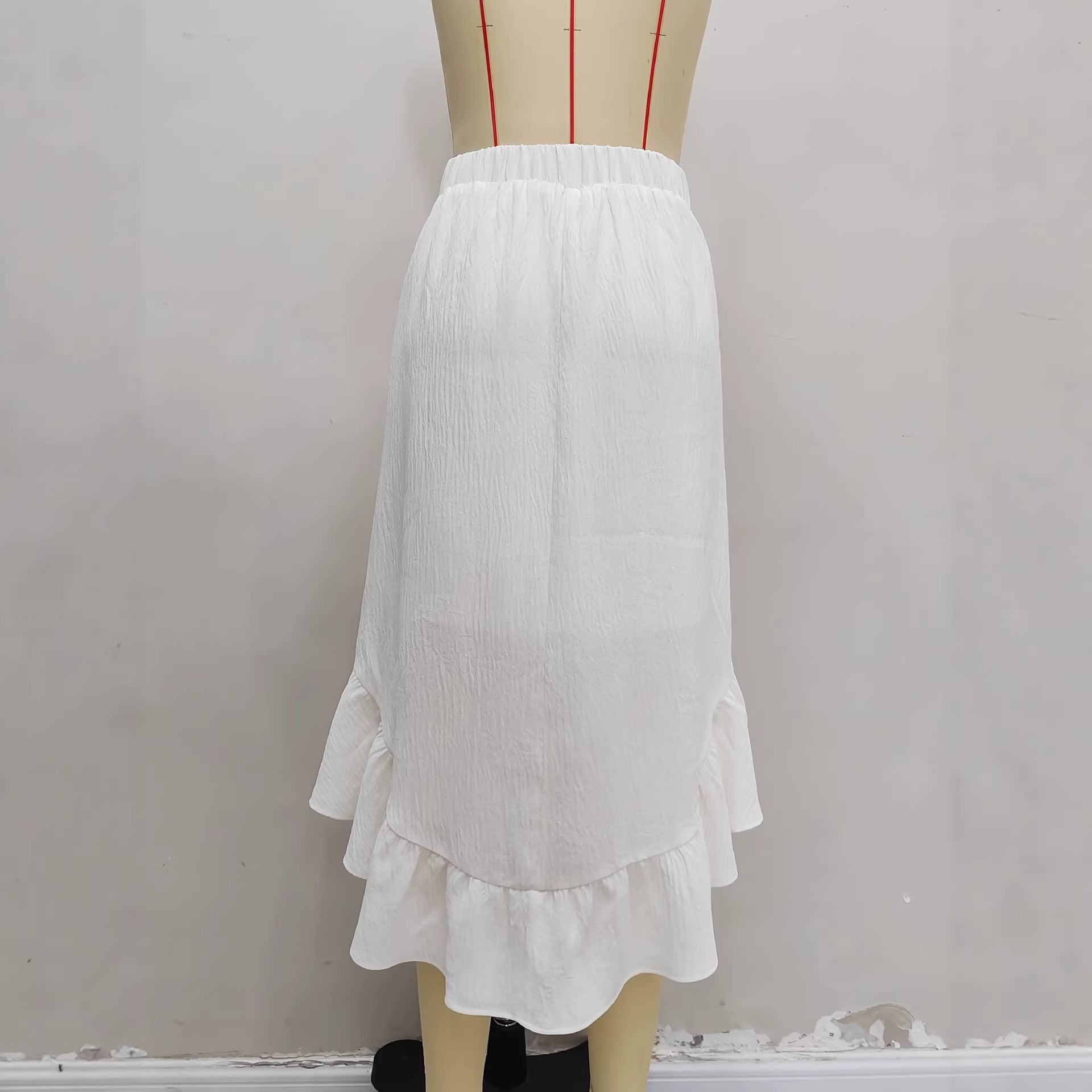 Retro Color-Block Webbing Patchwork Skirt Womens New Niche Design High-Street A-Line