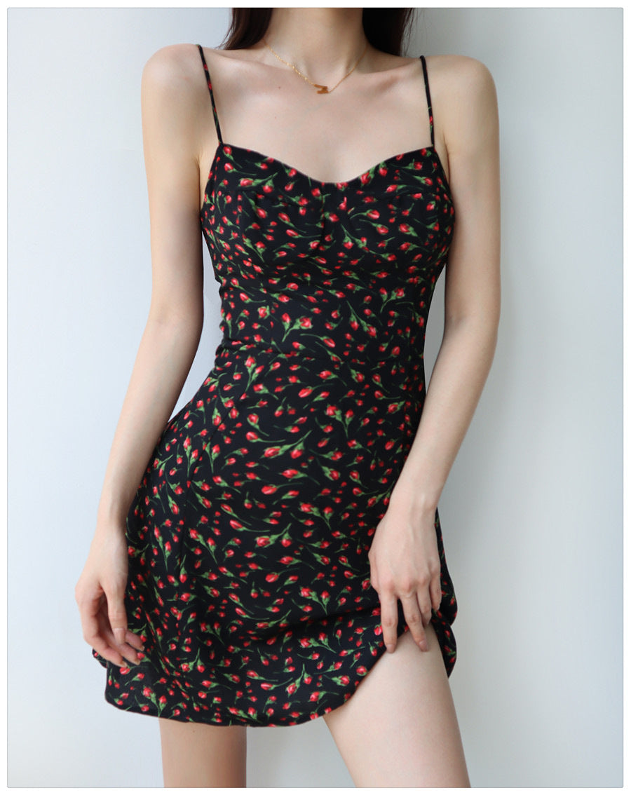 Women's Summer Flower Wrapped Hip Dress
